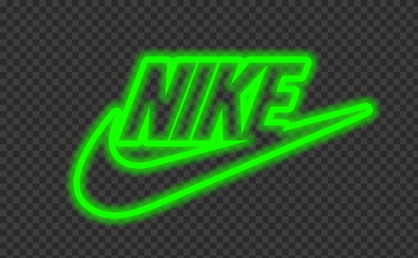 HD Nike Neon Green Outline Text Tick Logo PNG