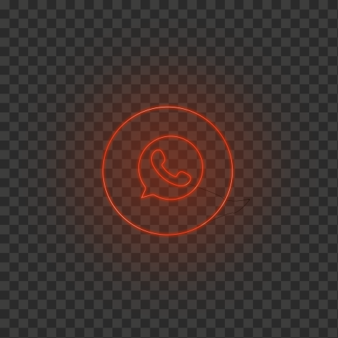 HD Whatsapp Line Art Red Neon Logo Icon PNG