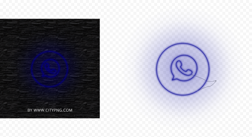 HD Whatsapp Line Art Dark Blue Neon Logo Icon PNG