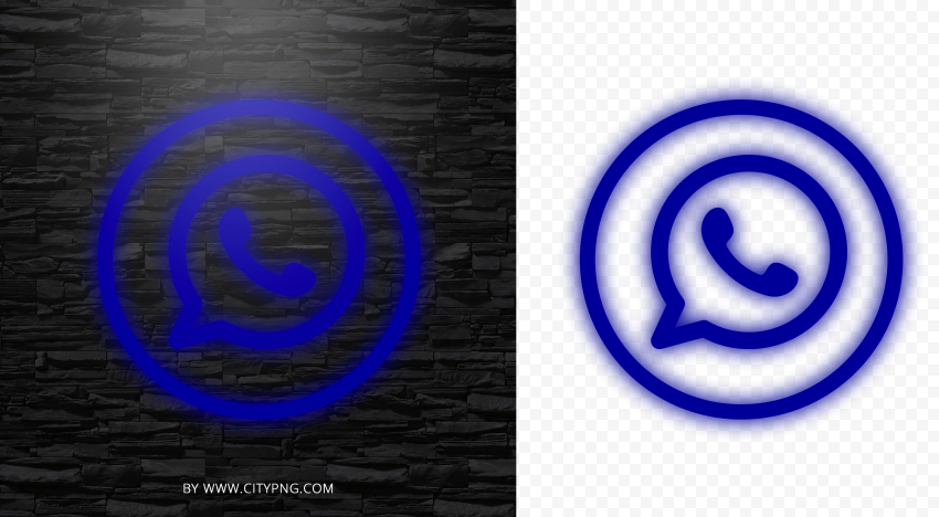 HD Dark Blue Neon Outline Whatsapp Wa Round Circle Logo Icon PNG