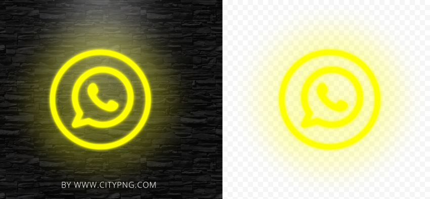 HD Yellow Neon Light Whatsapp Wa Round Circle Logo Icon PNG