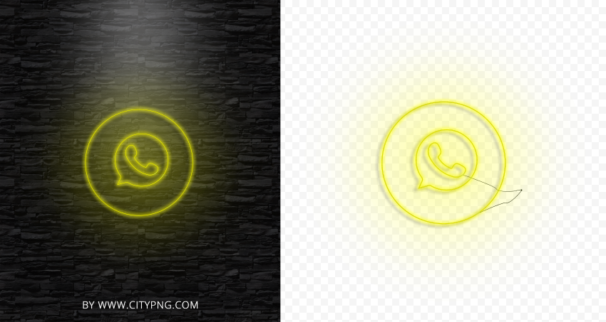 HD Whatsapp Line Art Yellow Neon Logo Icon PNG
