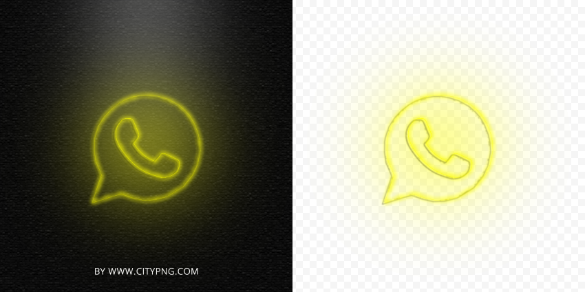HD Yellow Neon Light Whatsapp Art Line Circle Logo Icon PNG