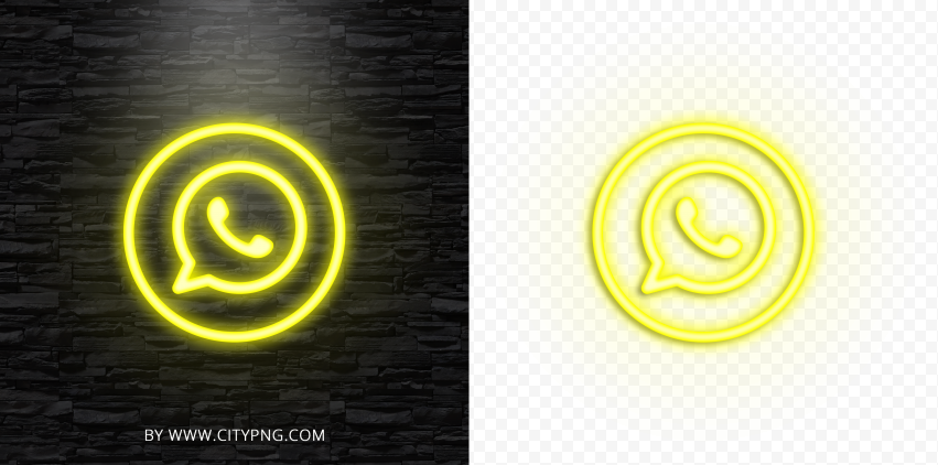 HD Yellow Neon Light Whatsapp Round Circle Logo Icon PNG