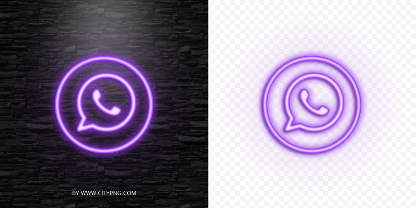 HD Purple Neon Light Whatsapp Round Circle Logo Icon PNG