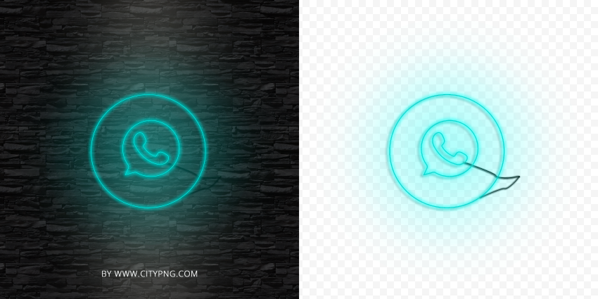 HD Whatsapp Light Blue Neon Logo Icon PNG