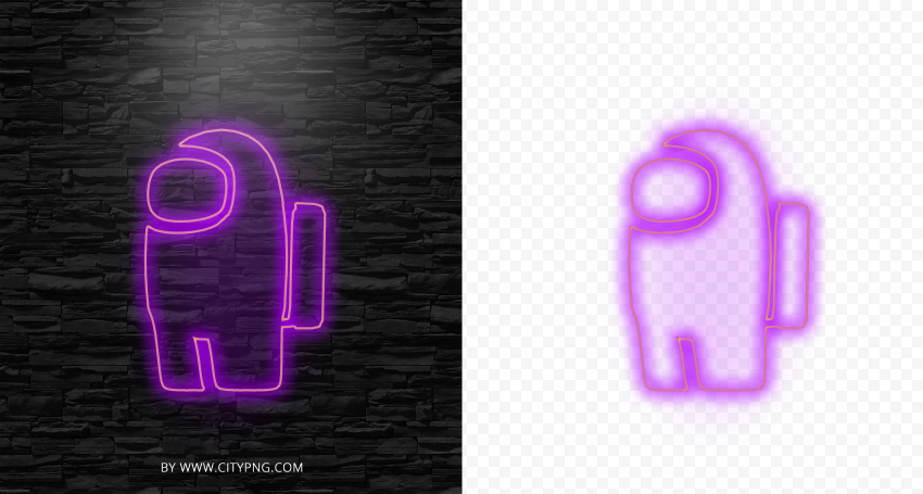 HD Purple Neon Among Us Character PNG