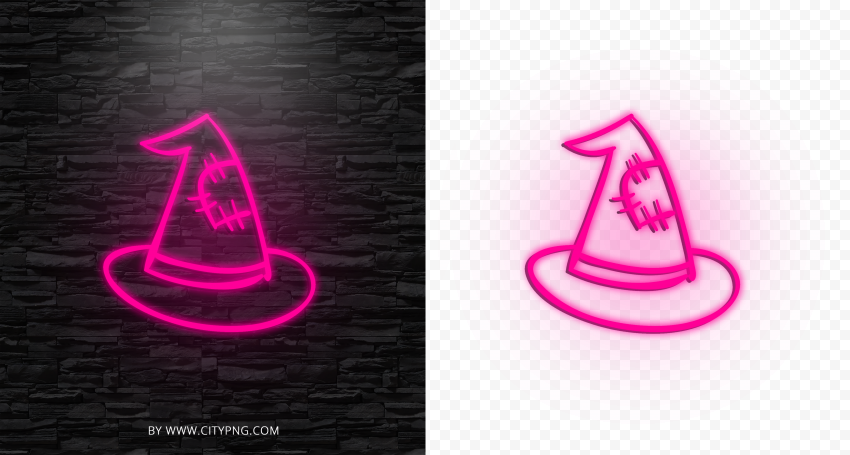 HD Halloween Pink Neon Witch Hat PNG