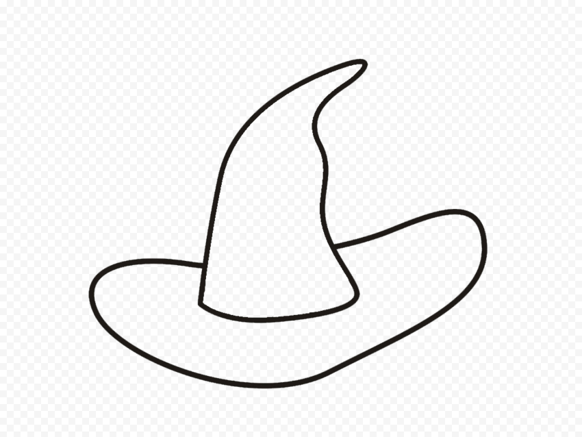 HD Halloween Outline Black Witch Hat Clipart PNG