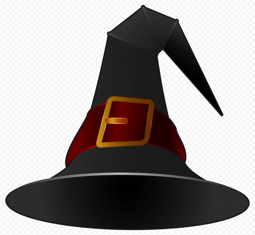 HD Black & Red Witch Hat Vector Cartoon Clipart Halloween PNG