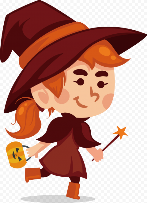 HD Halloween Witch Character Cartoon Clipart PNG
