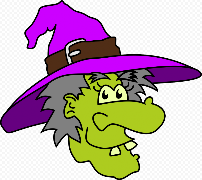 HD Halloween Clipart Funny Green Witch Face PNG