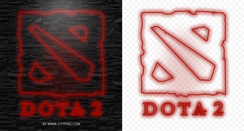 HD Neon Dota 2 Red Logo PNG