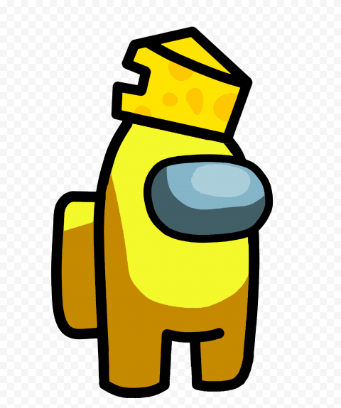 Hd Yellow Among Us Character With Cheese Hat Png Citypng