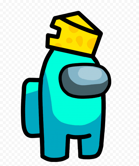 Hd Cyan Among Us Character With Cheese Hat Png Citypng