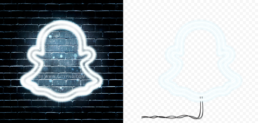 HD Snapchat White Neon Glowing Logo PNG
