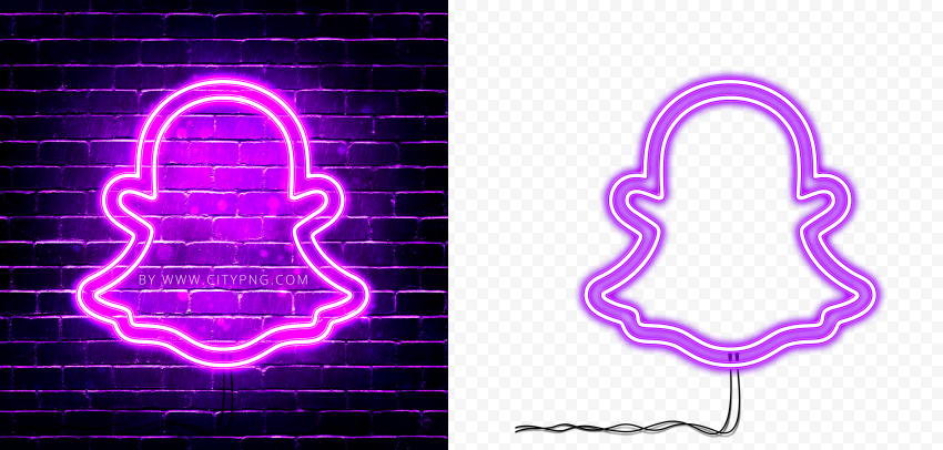 HD Snapchat Purple Neon Glowing Logo PNG