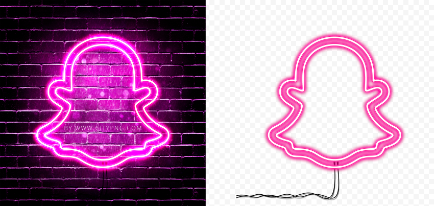 HD Snapchat Pink Neon Glowing Logo PNG