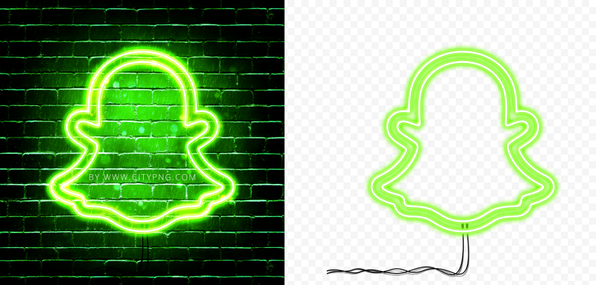 HD Snapchat Green Neon Glowing Logo PNG