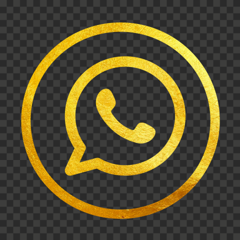 HD Gold Outline Whatsapp Watsup Round Circle Logo Icon PNG