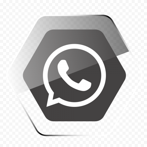 HD Hexagonal Wa WhatsApp Glossy Gray Icon Sign PNG