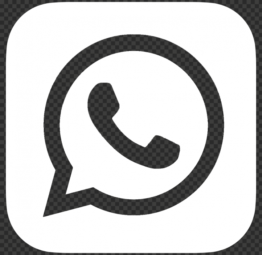 HD White Outline WhatsApp Wa Whats App Square Logo Icon PNG