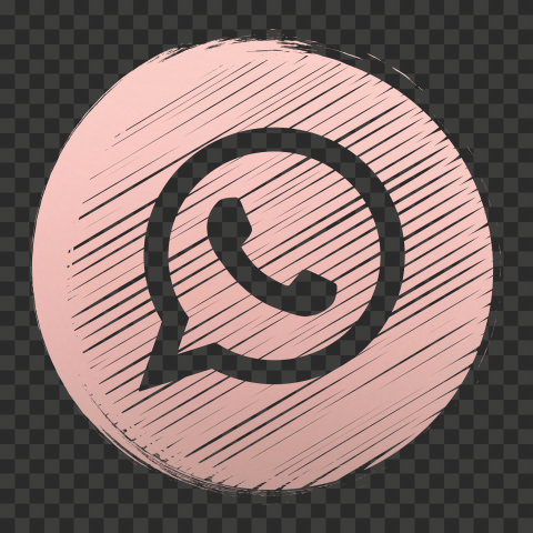 HD Rose Gold Outline Whatsapp Wa Round Scribble Art Icon ...