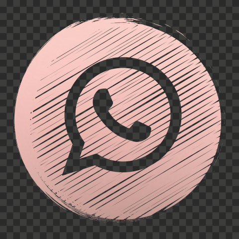 HD Rose Gold Outline Whatsapp Wa Round Scribble Art Icon PNG