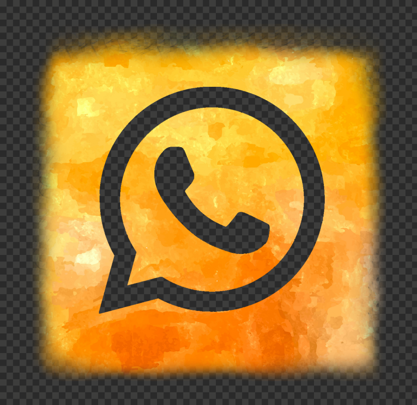 HD Orange Aesthetic Watercolor Wa Whatsapp Square Logo Icon PNG