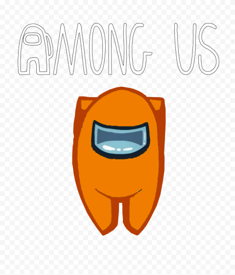 HD Orange Among Us Character With Logo PNG