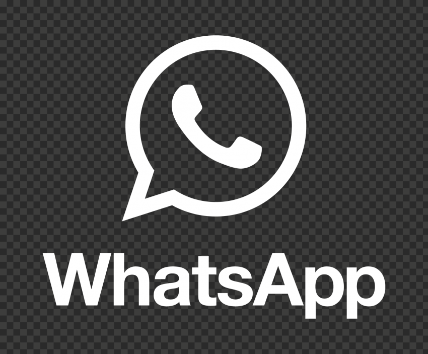 HD White WhatsApp Text Logo With Symbol PNG