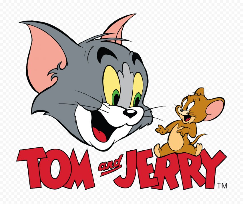 HD Tom & Jerry Characters Head With Text Logo PNG