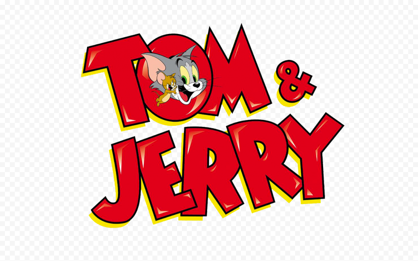 Tom And Jerry Logo Text With Characters Head PNG