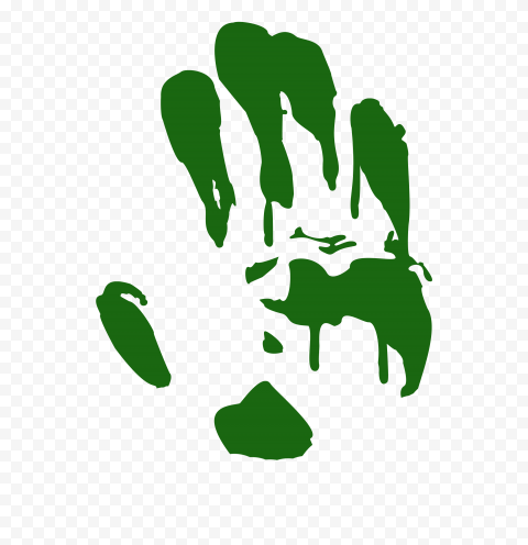 HD Dark Green Hand Print Silhouette Clipart PNG