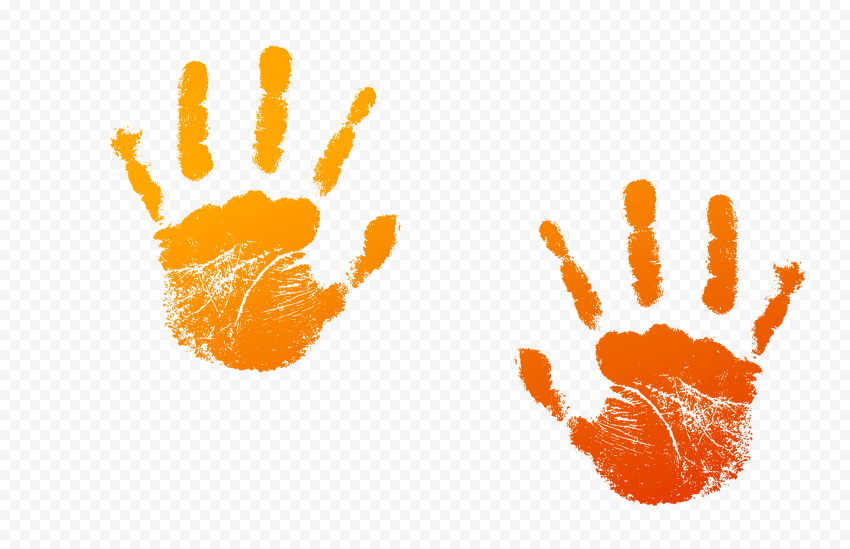 HD Gradient Orange Two Realistic Hand Print PNG