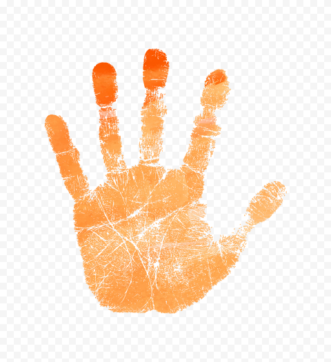 HD Orange Watercolor Real Hand Print PNG