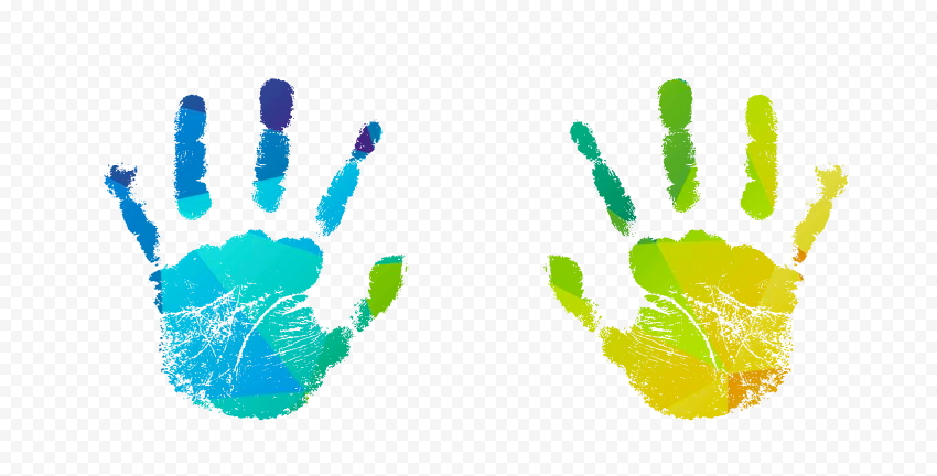 HD Colorful Two Realistic Hand Print PNG