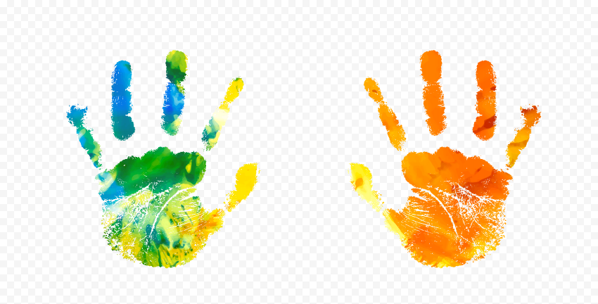 HD Colorful Two Realistic Handprint PNG