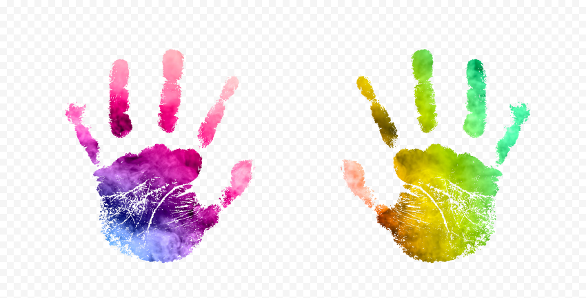 HD Colorful Two Handprint PNG