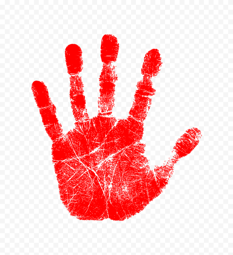 HD Red Stop Hand Print Sign PNG