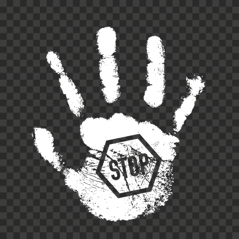 HD White Hand Print With Stop Sign PNG