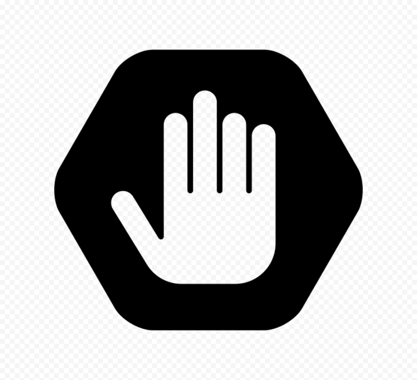HD Outline Hand Stop Silhouette On Black Road Stop Sign PNG