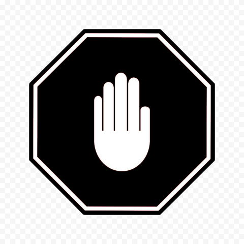 HD Black And White Stop Hand Sign Icon Symbol PNG