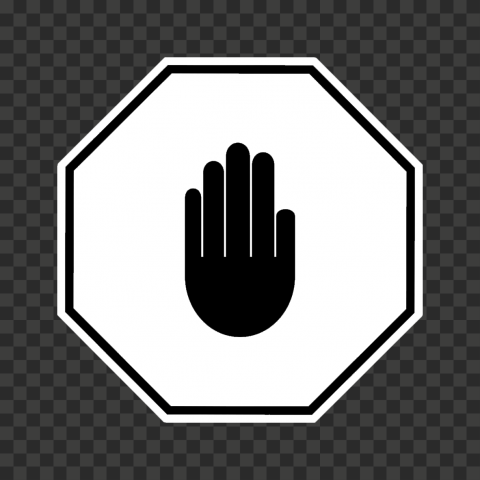 HD White And Black Stop Hand Sign Icon Symbol PNG