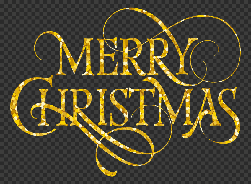 HD Yellow Gold Glitter Merry Christmas Text PNG