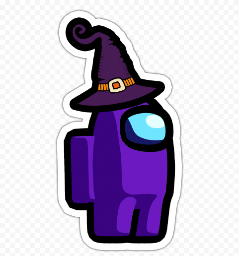 HD Purple Among Us Character Witch Hat Stickers PNG