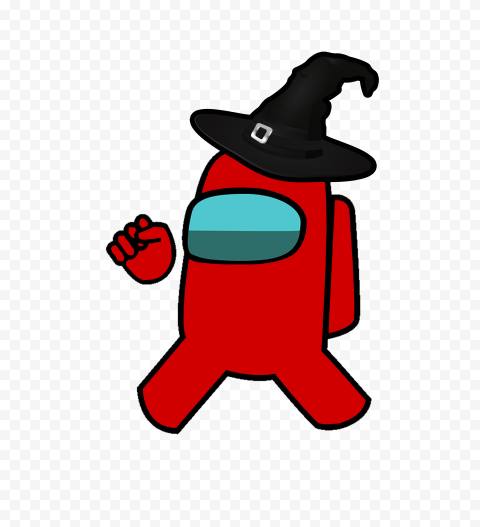 HD Red Among Us Crewmate Character With Witch Hat PNG