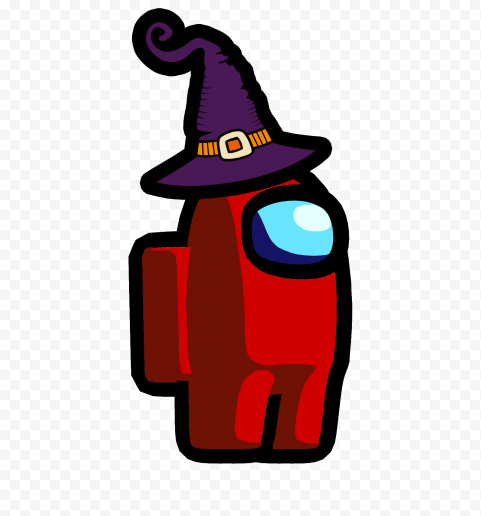 HD Red Among Us Character Witch Hat PNG