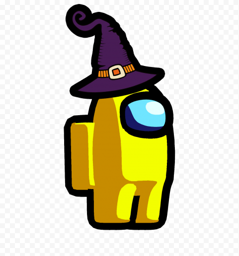HD Yellow Among Us Character Witch Hat PNG