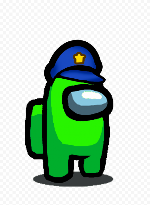 HD Green Among Us Crewmate Character With Police Hat PNG